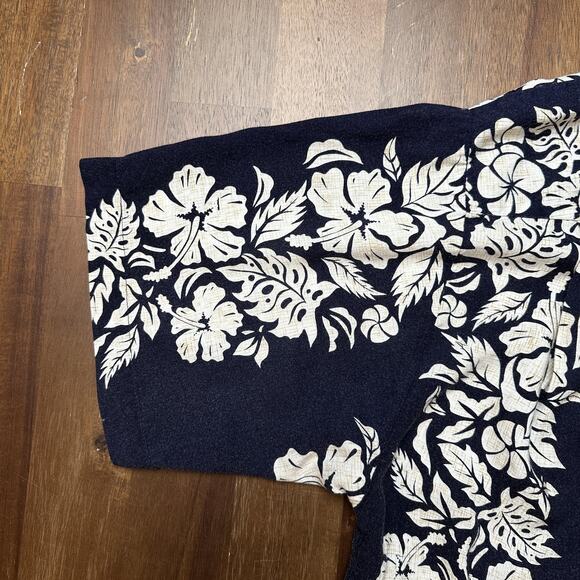 Pineapple Connection Shirt Mens Extra Large Navy Hibiscus Hawaiian Aloha Camp - Picture 10 of 11